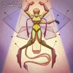Digital painting of a bug character pinned up to a pinboard.